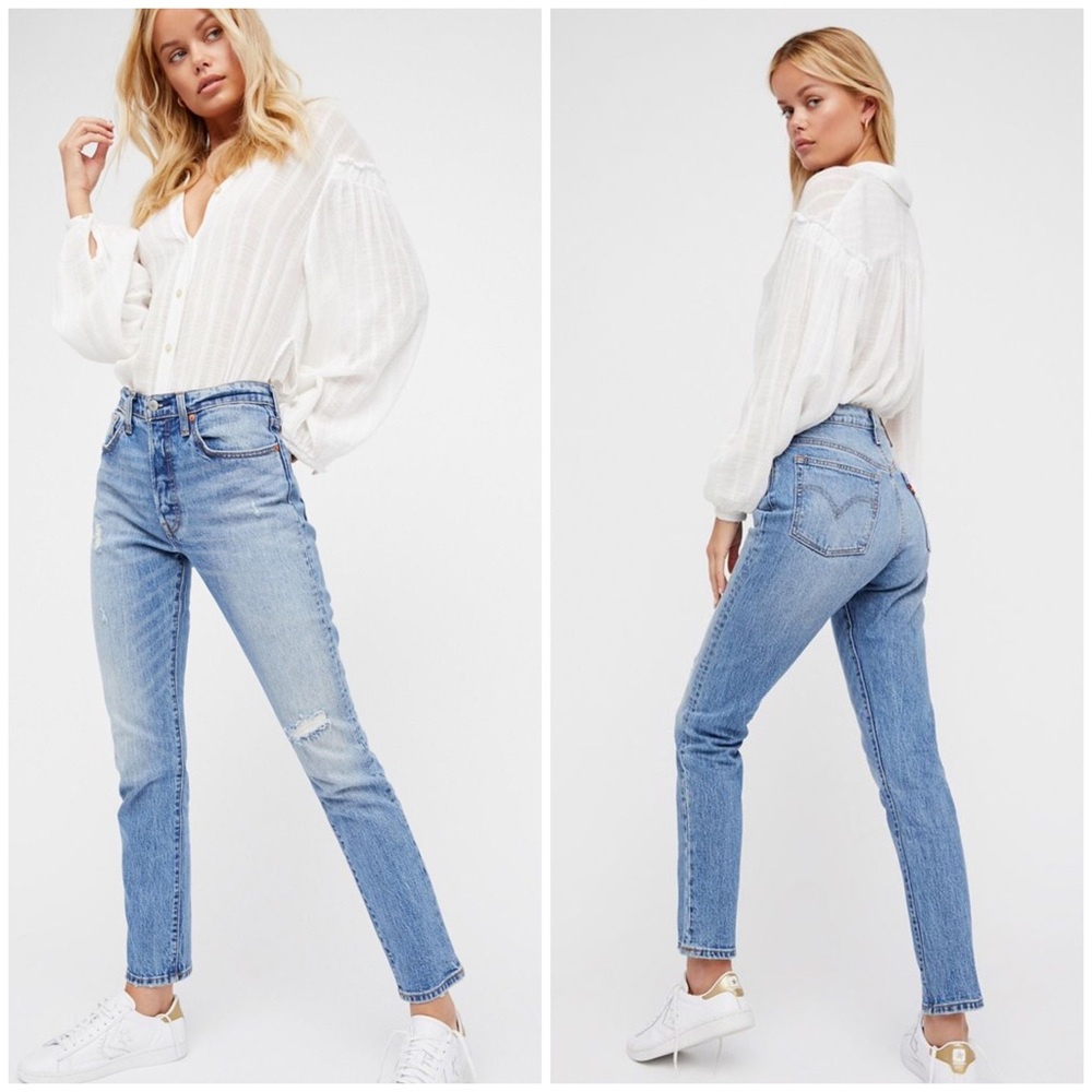 LEVI'S 501 Distressed Skinny High Waisted Jeans Post Modern Blues Size 26